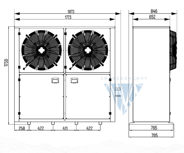 Компрессорно-конденсаторный блок ССB6R45 2xTAG4561z Intercold
